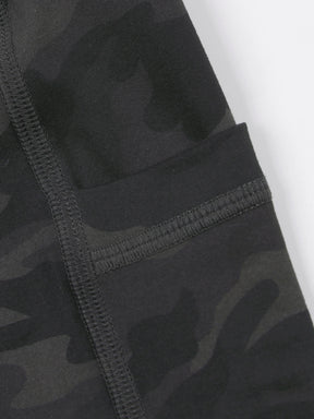 High-Waist Camo Print Leggings with Pockets