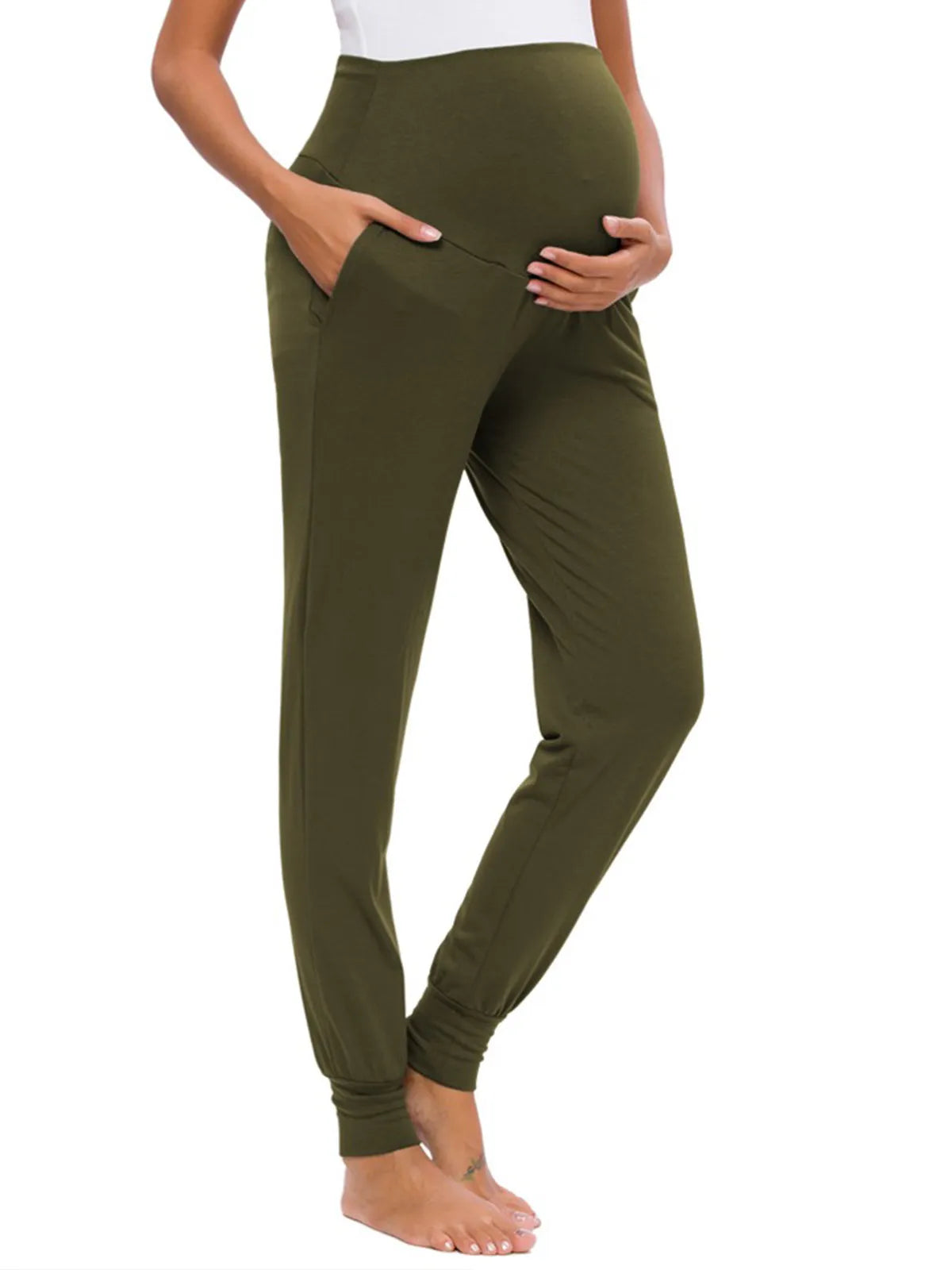 Maternity Pants with Elastic Belly Support and pocket