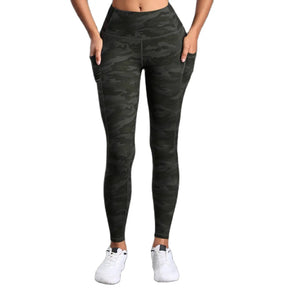 High-Waist Camo Print Leggings with Pockets