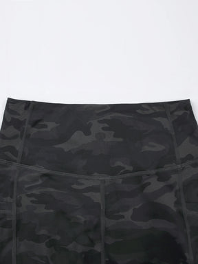 High-Waist Camo Print Leggings with Pockets