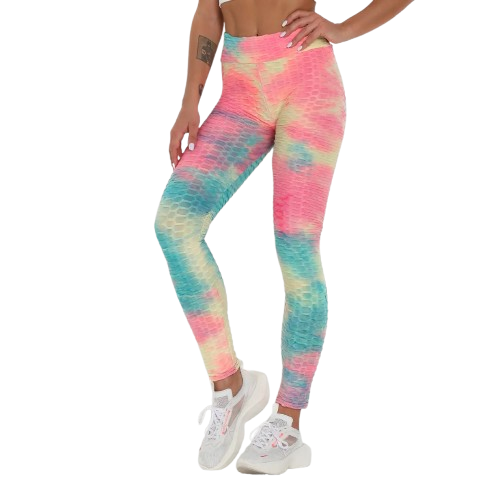 Tie Dye Legging High Waist (green pink)