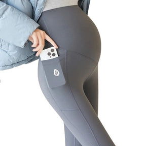 Winter Maternity Leggings with Elastic Belly Support and pocket